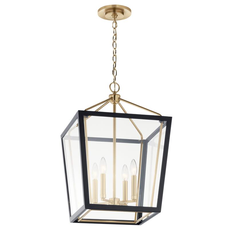 Delvin 24 in. 4-Light Pendant Light with Removable Glass - 24 in - Champagne Bronze and Black