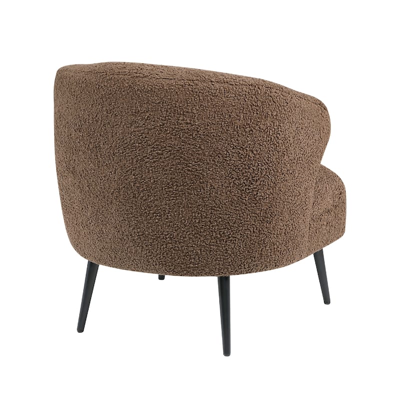 Neda Accent Chair, Soft Brown Boucle, Curved Barrel Back
