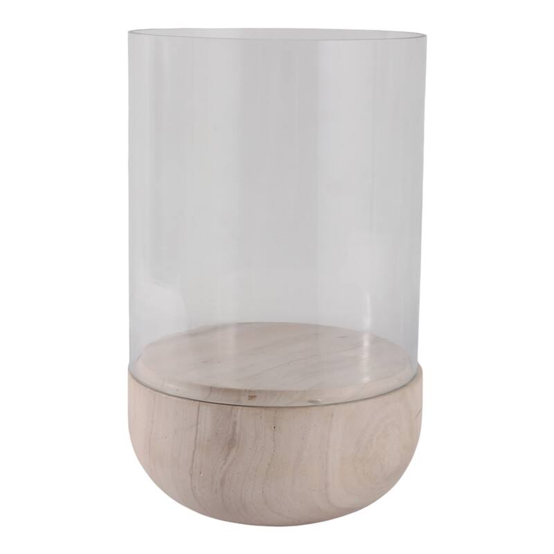 Glass Hurricane Lantern with Marble Base for Home Office - 13" Ivory - 8.25" x 8.25" x 13"