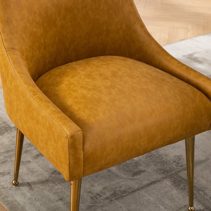 SEYNAR Modern Glam PU Leather Dining Chair or Vanity Chair Set of 4 with Rear Handle