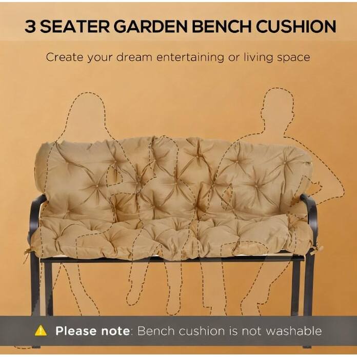 GDFStudio - 3-Seater Tufted Outdoor Cushion for Swing, Bench, Patio Sofa