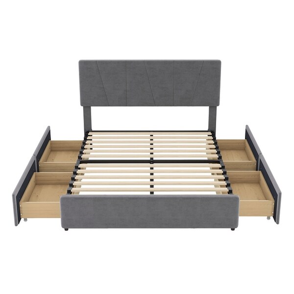 725さま専用ページ V-Channel Headboard Storage Platform Bed - Full Size (Full