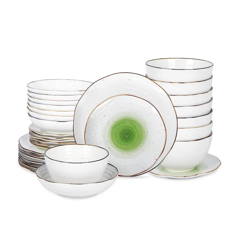 Christian Siriano Luma Porcelain Dinnerware Set - Green - 32 Piece