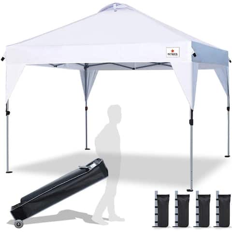 10 x 10ft Pop Up Canopy Event Tent Outdoor Party Tent 100 Square Feet Shade Large Tent, Bonus Wheeled Canopy Bag and 4 Sandbags