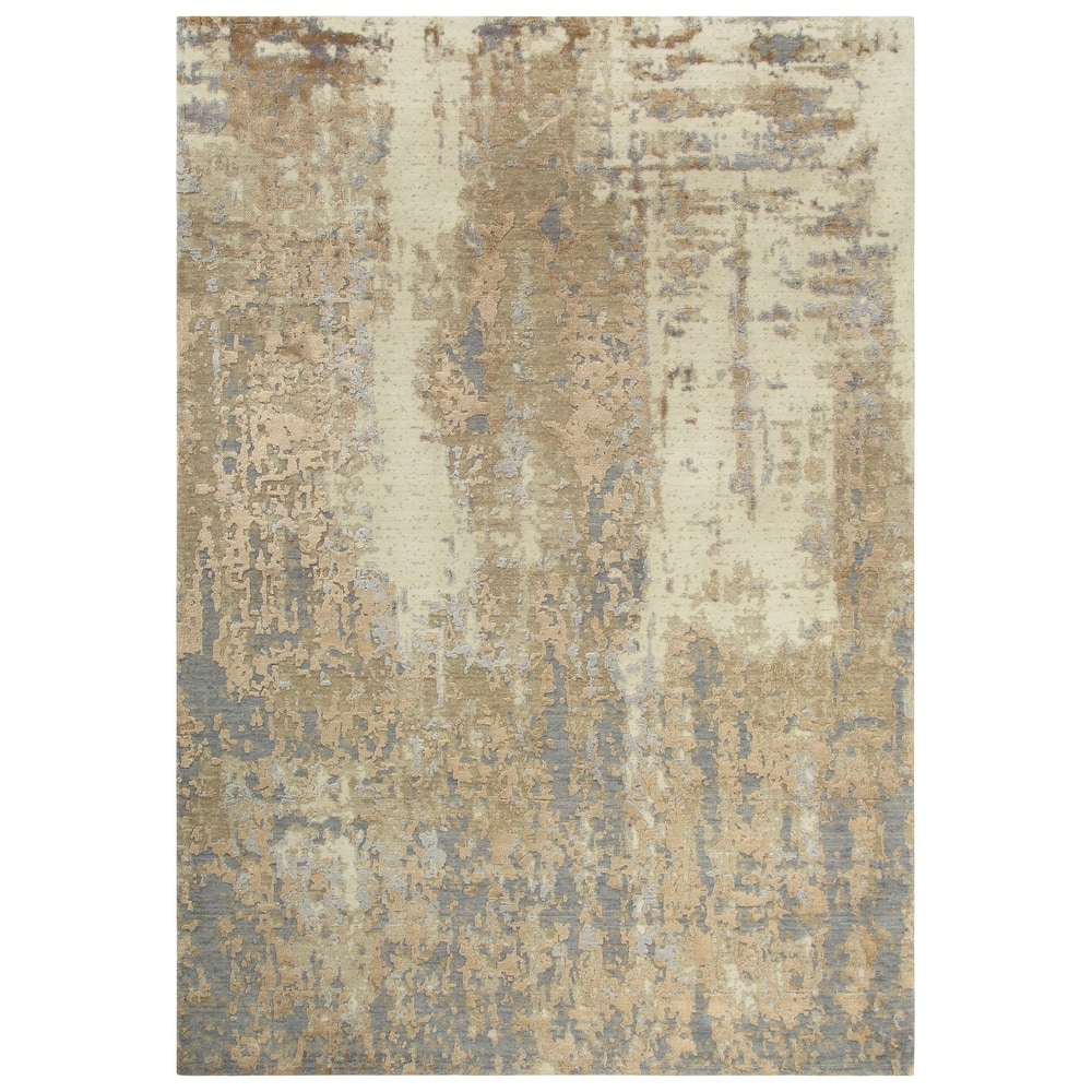 Alora Decor Radiant Beige, Ivory, and Grey Abstract Wool Blend Rug