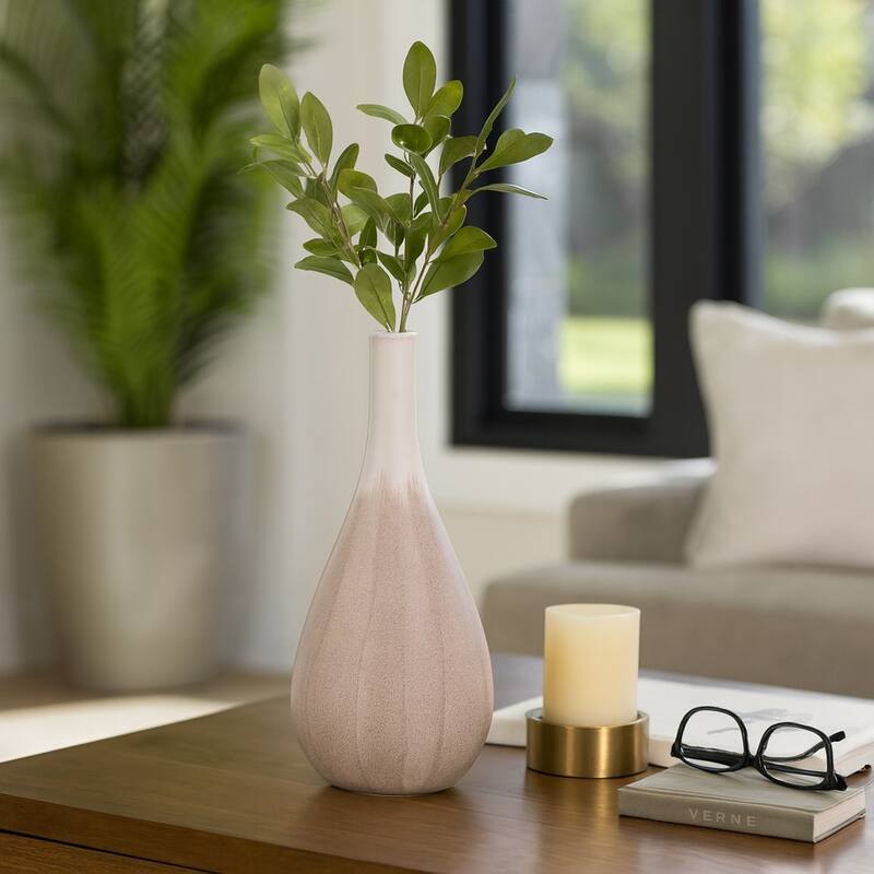 Sagebrook Home Valdiva Stoneware Vase - White, Novelty, Ombre, Elegant Home Accent in Stoneware Color - 16.0"