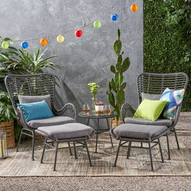 Montana Outdoor 5-piece Wicker Chat Set by Christopher Knight Home