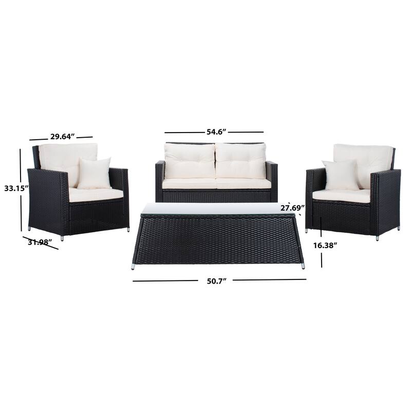 SAFAVIEH Outdoor Living Lorma 4-Piece Patio Set - 55"W x 32"D x 33"H