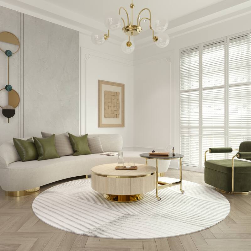 Nesting Coffee Table Set with End Table Round Coffee Table with 2 Storage Drawers