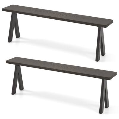 Gymax 3-Person Outdoor Bench Set of 2 w/ 800 LBS Bearing Capacity for