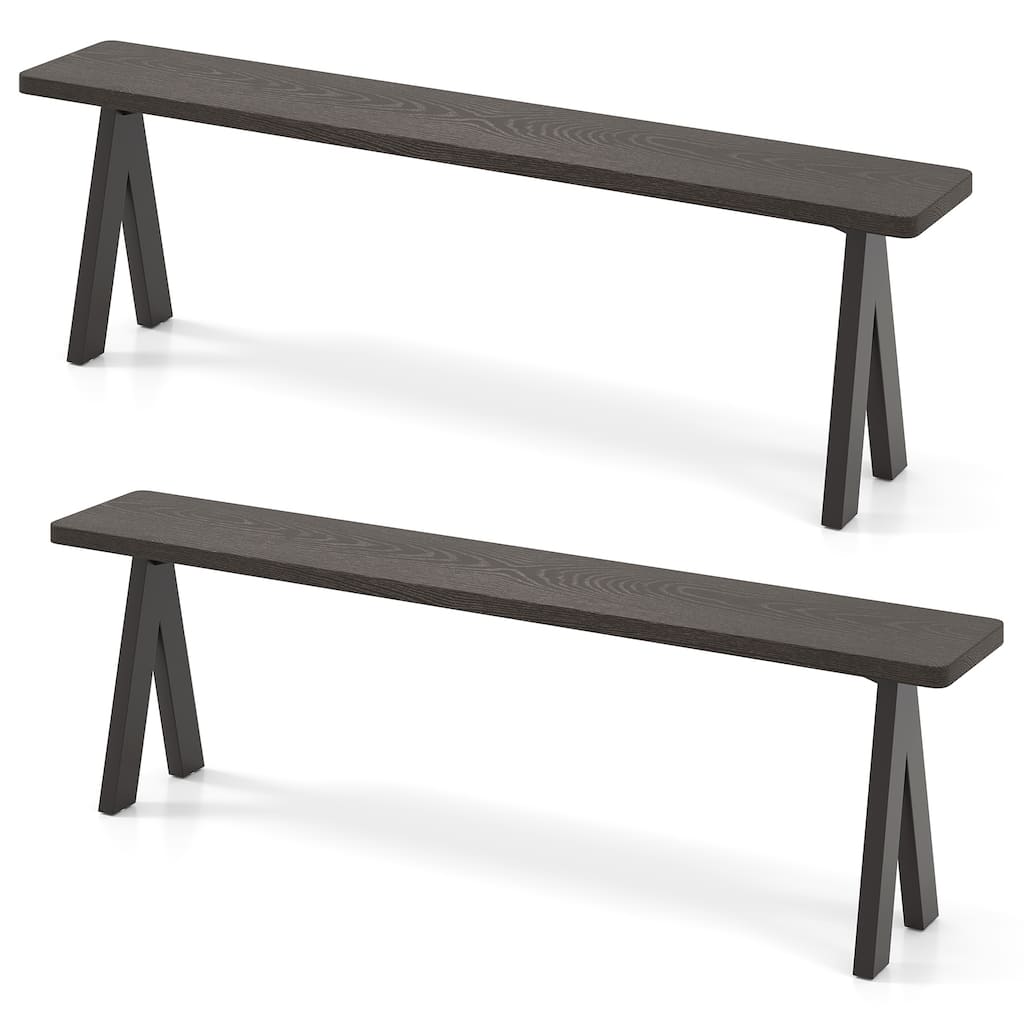 Gymax 3-Person Outdoor Bench Set of 2 w/ 800 LBS Bearing Capacity for