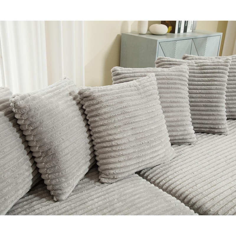 Gray 111" Corduroy L-Shaped Sectional Sofa with Oversized Right Chaise