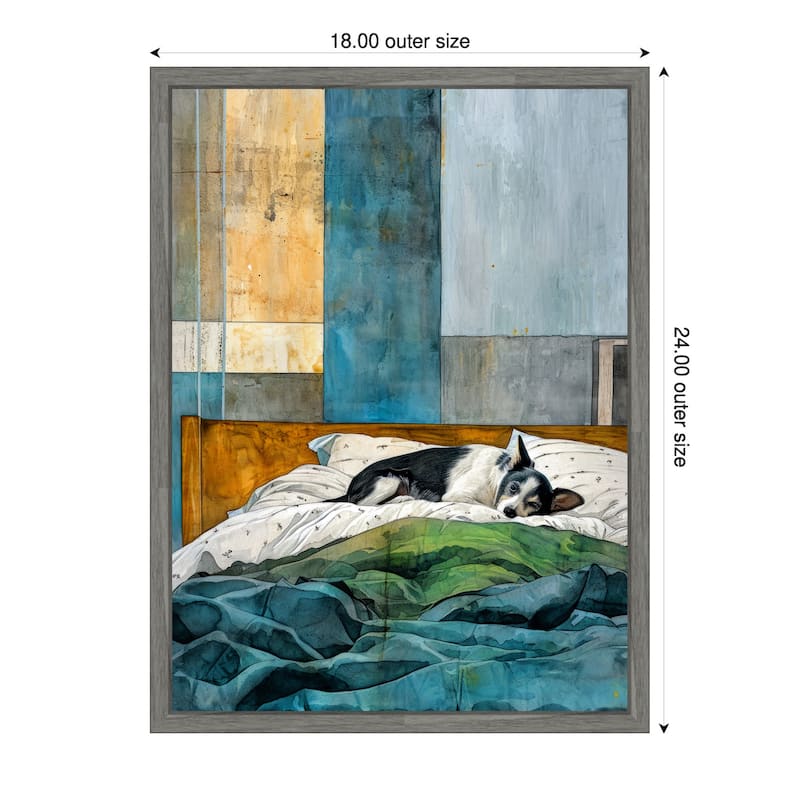 Dogs Life Pillows by Justyna Jaszke Framed Canvas Wall Art - 18 x 24 in
