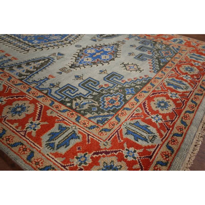 Geometric Heriz Serapi Rug Hand-Knotted Wool Carpet - 6'0"x 9'1"