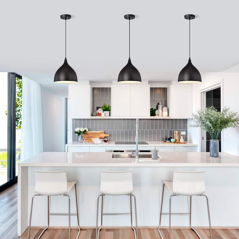 1-light Textured Black Hanging Pendant