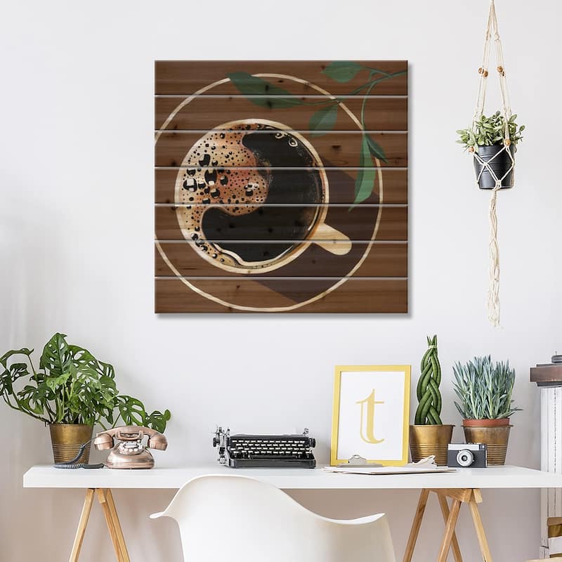 Coffee Print On Wood by Bria Nicole - Multi-Color