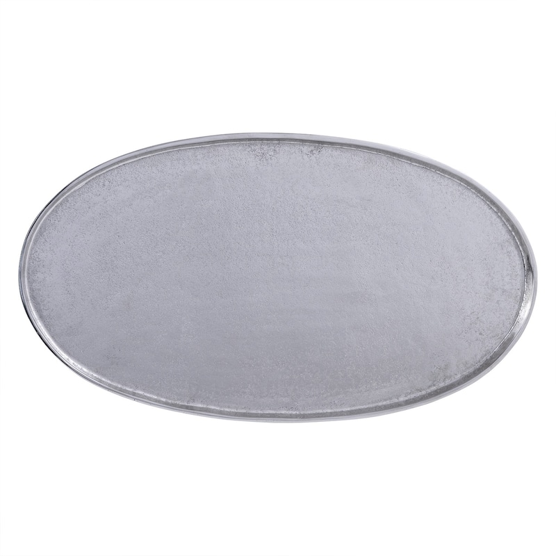 Lg. Cast Aluminum Oval Tray Raw Nickel 38.6" - NICKEL