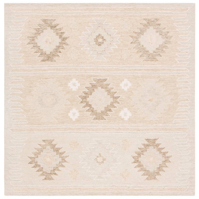 SAFAVIEH Handmade Capri Farideh Contemporary Wool Rug - 7' Square - Beige