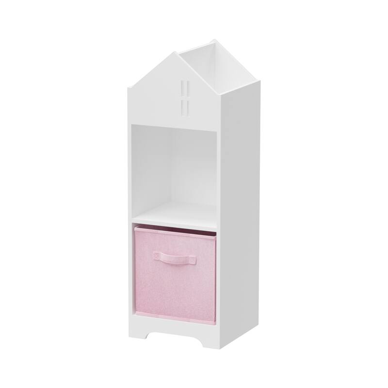 2-Tier Kids Bookcase with Storage and Collapsible Fabric Drawers
