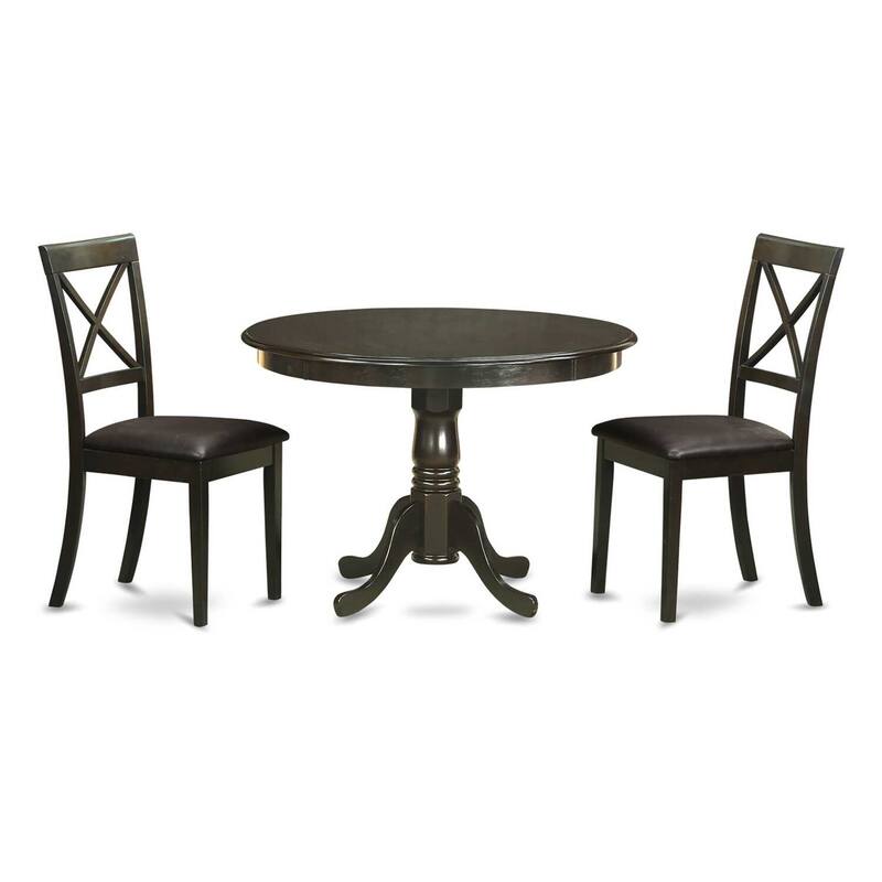 HomeStock 3-Pc Cappuccino Solid Wood Top - Dining Room Set - Seats 4
