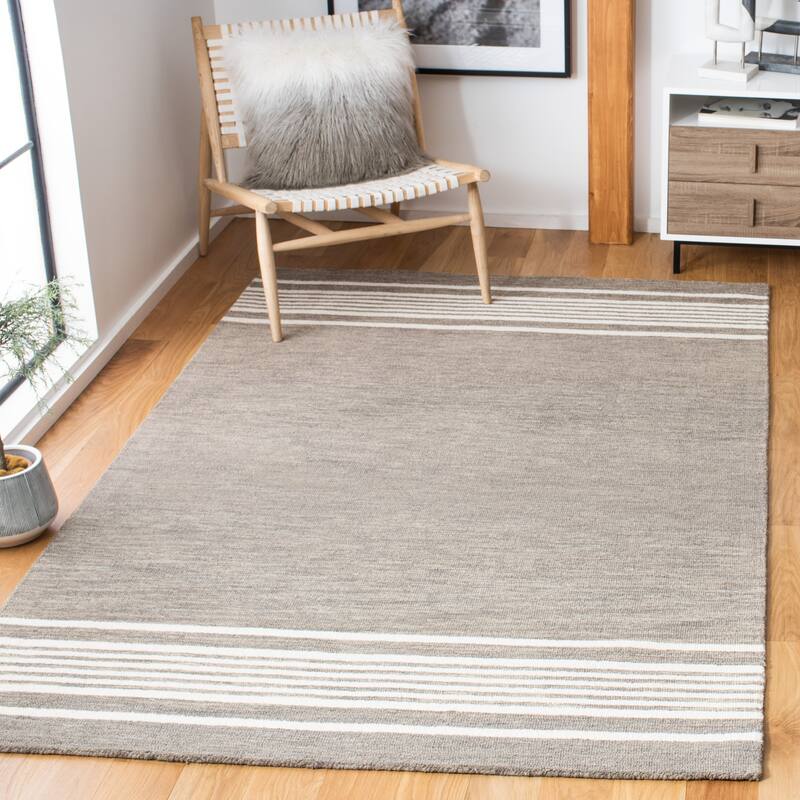 SAFAVIEH Handmade Metro Baudilia Stripe Wool Rug - 8' x 10' - Charcoal/Ivory