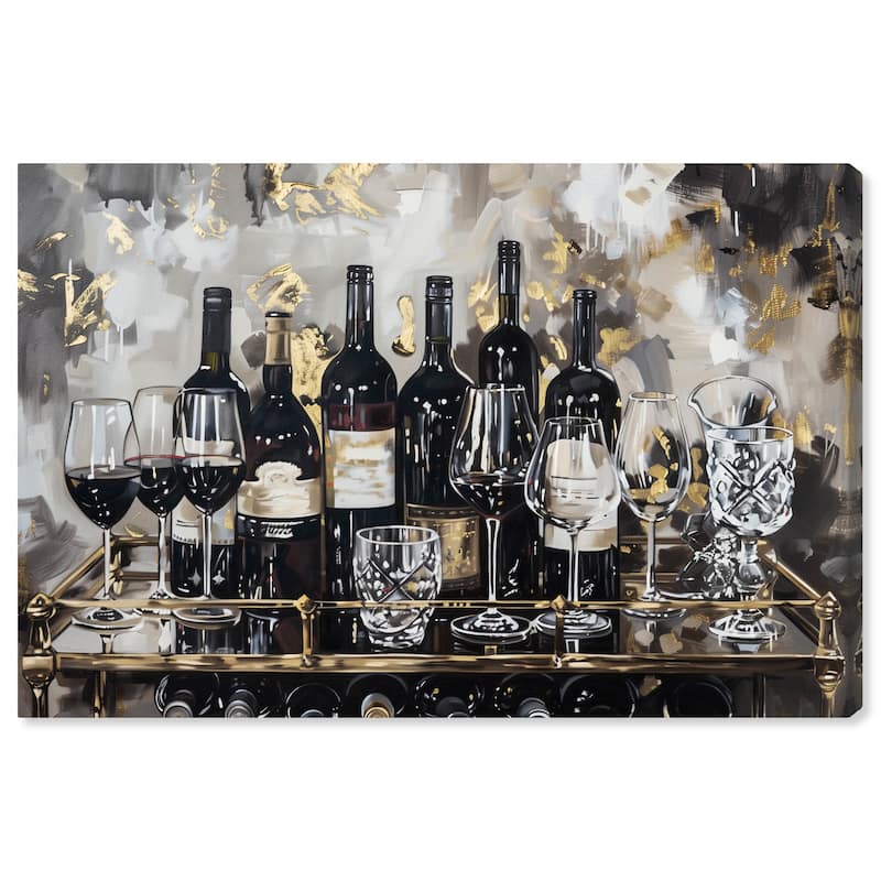 Notoriart Now Serving Champagne Gallery Wrapped Bar Cart Art For Men - 30 x 20
