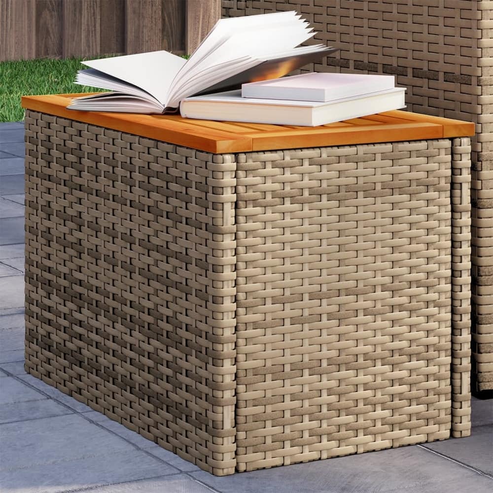 vidaXL Patio Side Tables Side Coffe Tea Table 2 Pcs Poly Rattan Solid Wood - 13.4 x 21.7 x 14.6 in