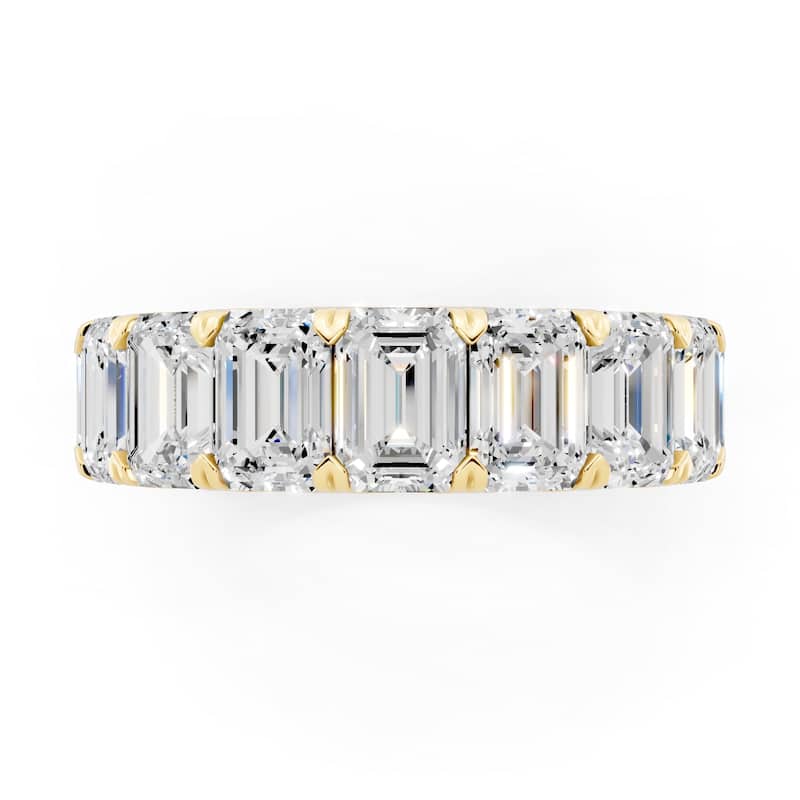 Auriya 14k Gold 7 1/2ctw Emerald Lab Grown Diamond Eternity Ring (E-F VS)