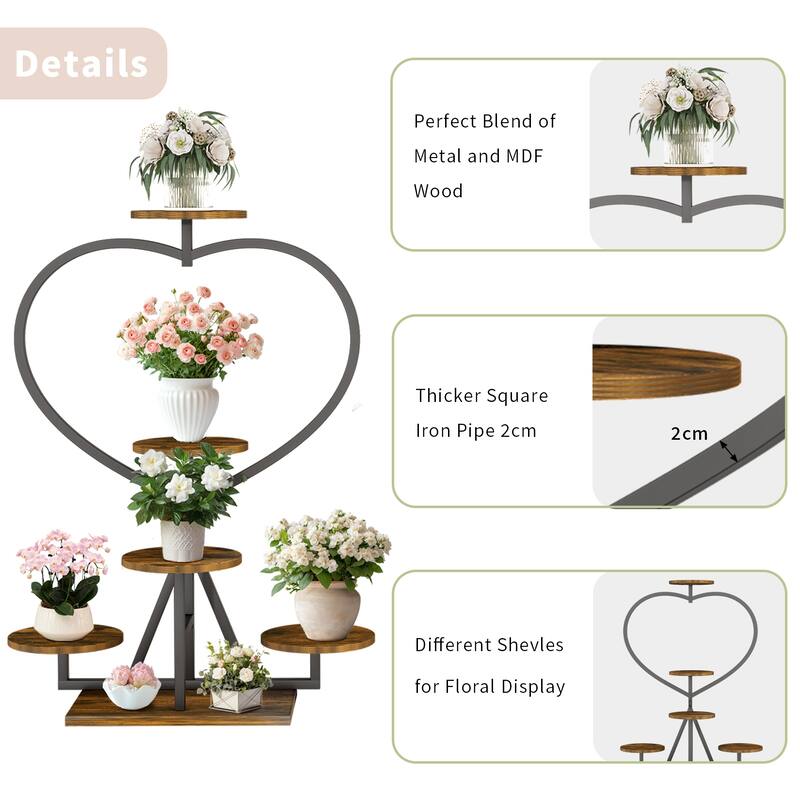 Metal Wood Plant Stand Shelf Flower Pot Display Rack
