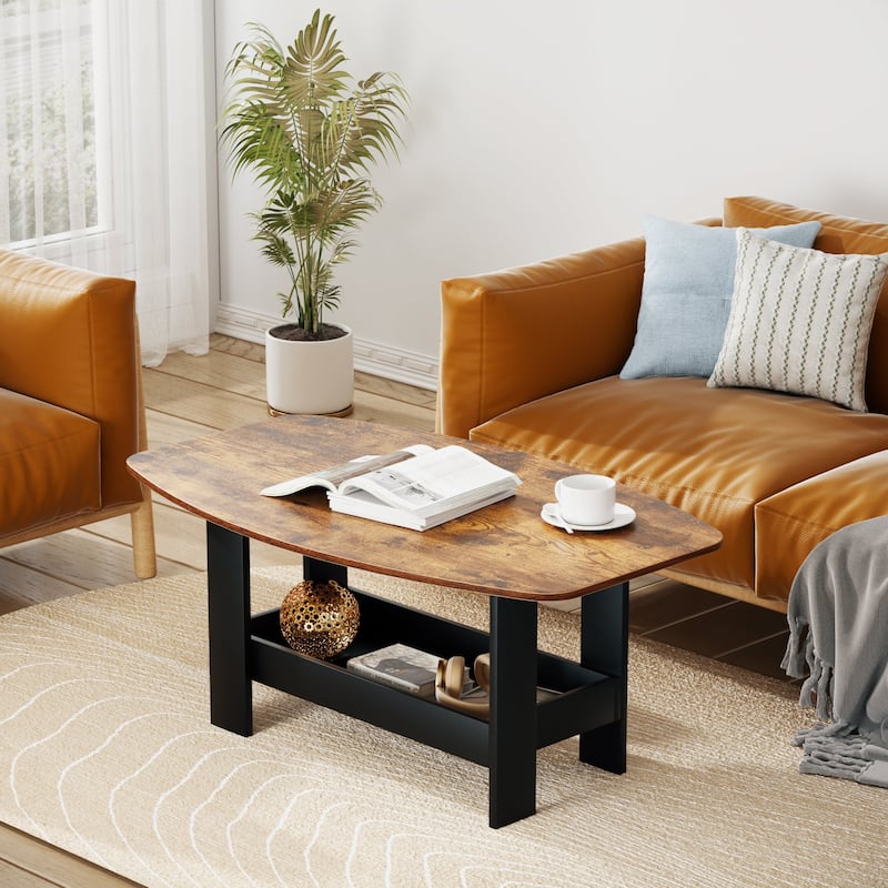 Javlergo Simple Coffee Table with Storage Shelf for Living Room