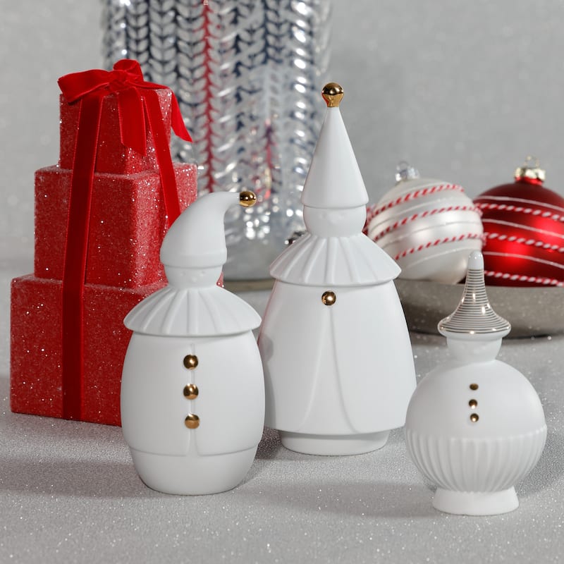 Holiday Porcelain Clown Figurine, Decorative Seasonal Tabletop Décor