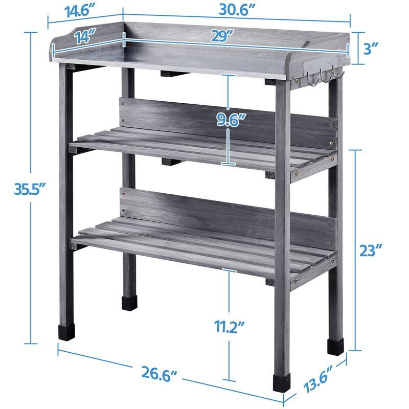 Yaheetech Outdoor Potting Bench Table Station with Storage Shelf