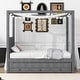 preview thumbnail 4 of 46, Upholstered Canopy Platform Bed with Trundle and Storage Drawers Grey - Twin