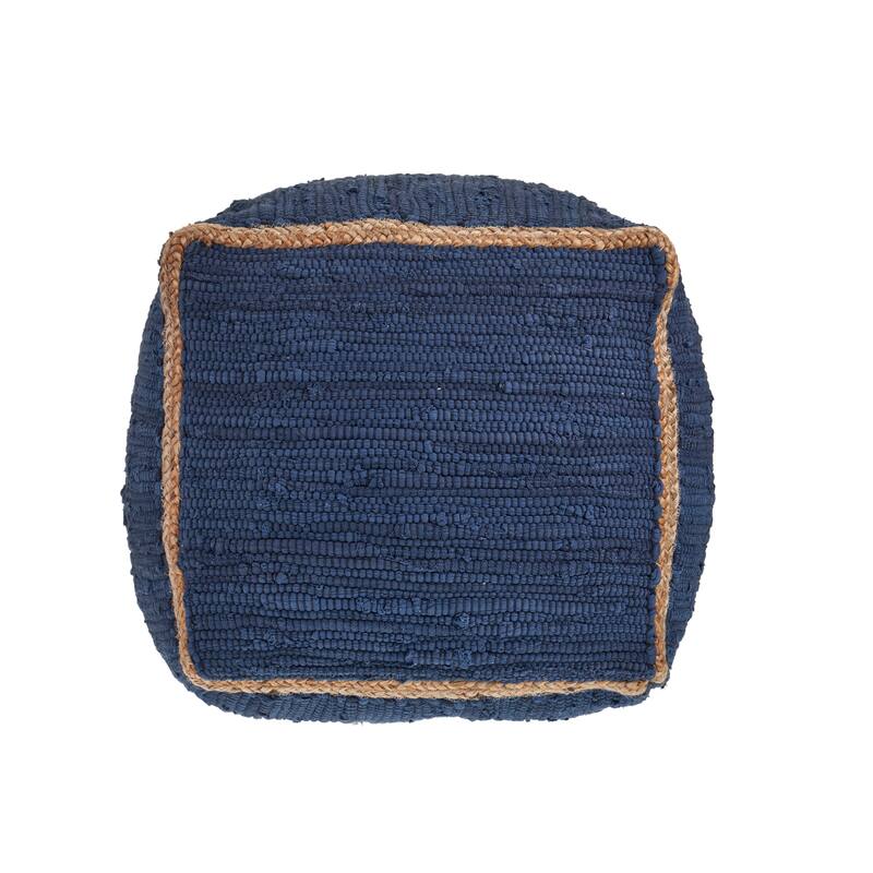 Sevita Birch Hand-Loomed Square Cotton and Jute Pouf