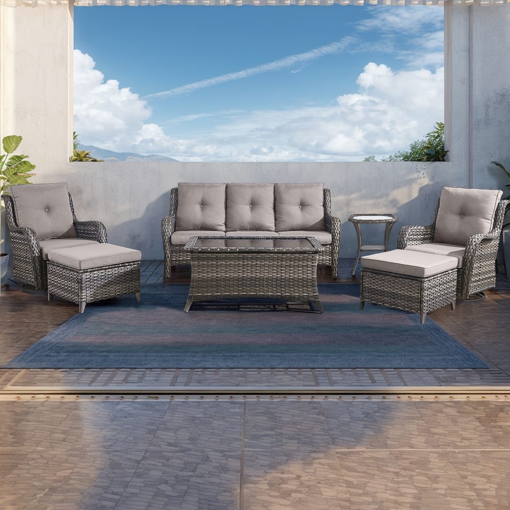 Gymojoy 7 Piece Outdoor Sofa Swivel Rocker Chairs Set Weather-resistance