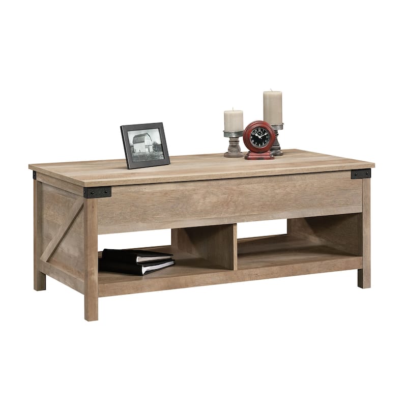 Lift-top Coffee Table, Brown finish,Top lifts up and forward to create versatile work surface for snacking