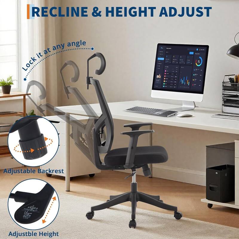 High Back Ergonomic Home Office Chair with Adjustable Lumbar Support and Headrest