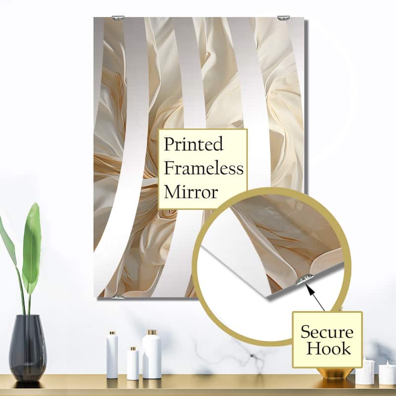 Designart "White And Gold Champagne Flow IV" Champagne Mirror Beige - Traditional Mirror For Wall Art Decor