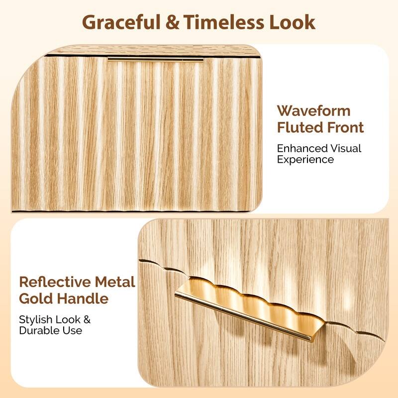 Oak Finish 6-Drawer Double Dresser Grid Chest P2 Particleboard+MDF With Melamine&Vacuum Forming 47.22"W