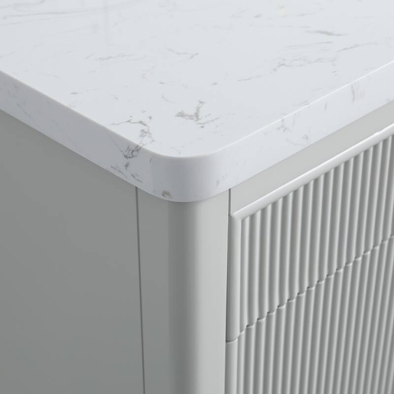 GDFStudio - Modern 30" Freestanding Bathroom Vanity with Engineered Carrara Marble Top & Integrated Sink, Fully Assembled