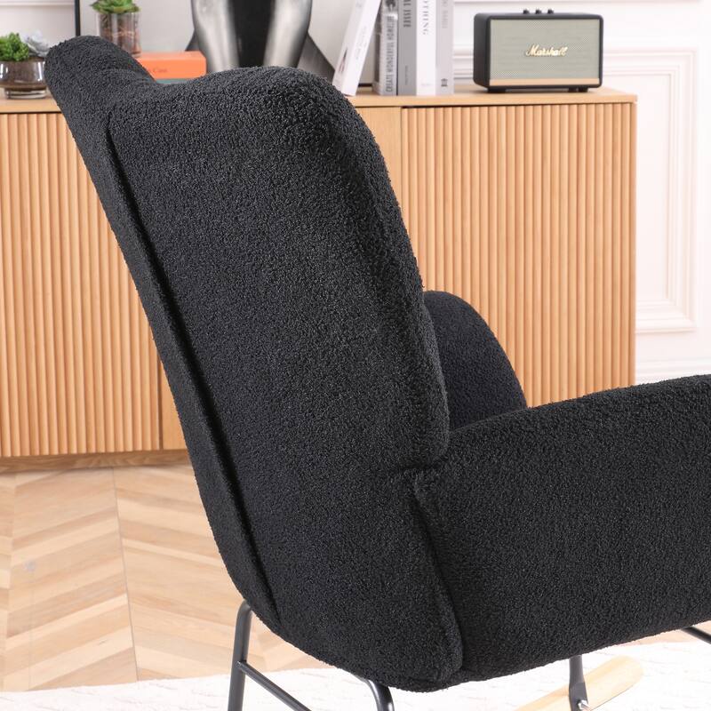 Polyester Rocking Chair with High Backrest and Padded Seat