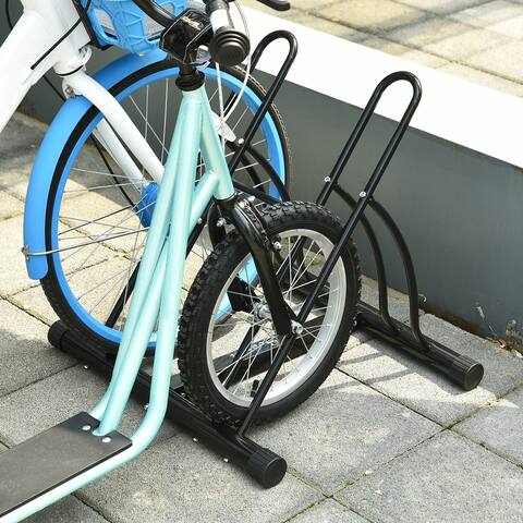 Soozier 2-Bike Floor Stand Storage Parking Rack with Stable & Strong Steel Frame, Double Sided Design, & All-Around Use