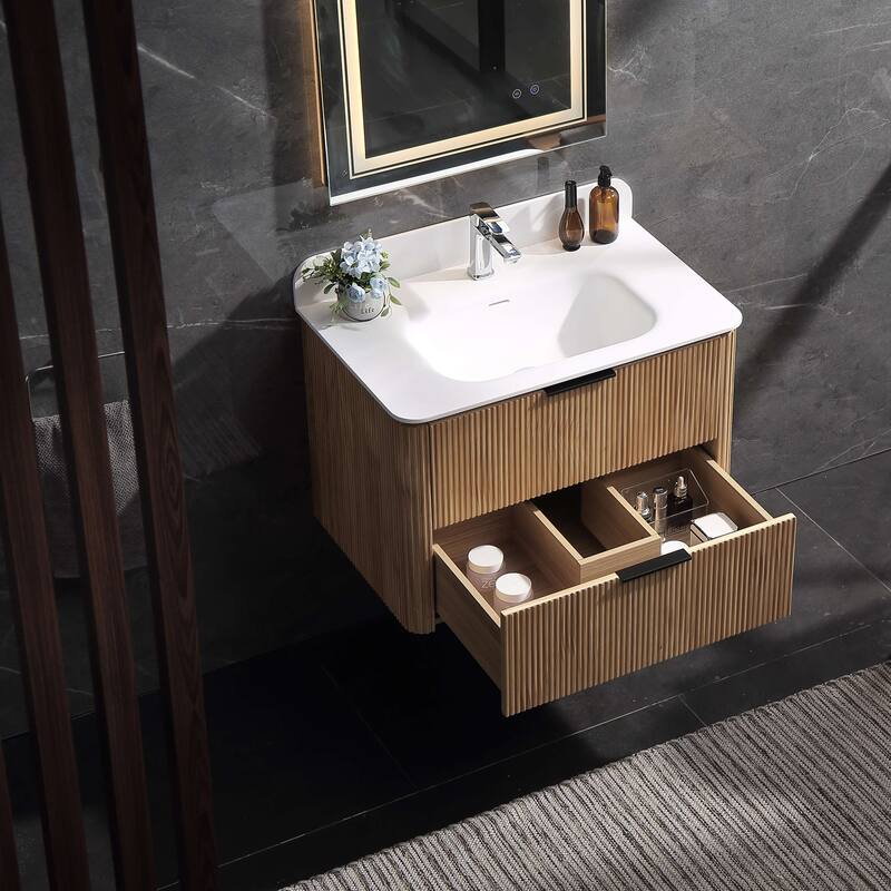 Modland 30" Wall-Mounted Bathroom Vanity with Acrylic Top Integrated Sink & Overflow