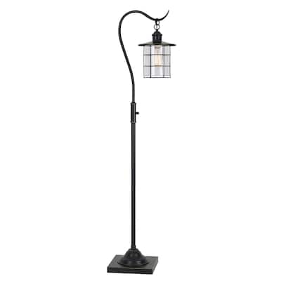 HomeRoots 60" Bronze Traditional Shaped Floor Lamp With Bronze Transparent Glass Drum Shade - 13.5