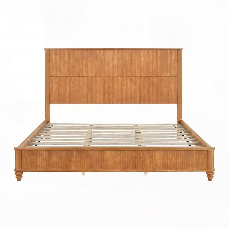 Solid Wood Bed Frame with Tall Headboard