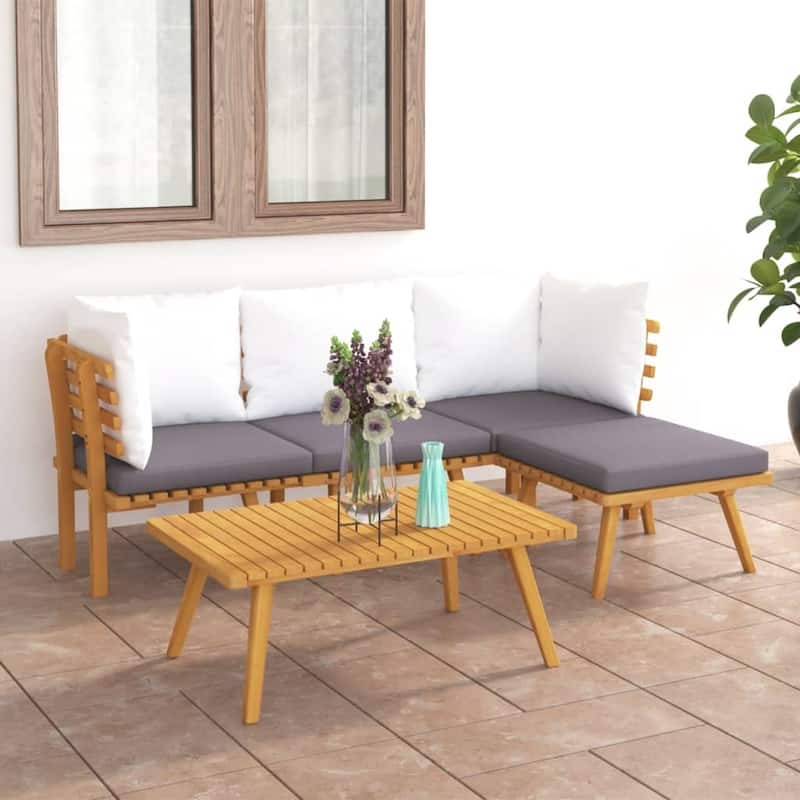vidaXL Patio Lounge Set Outdoor Sectional Sofa Set Table Solid Wood Acacia - 23.6" x 25.6" x 25.6"