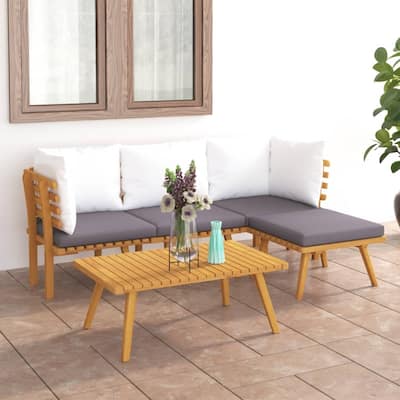 vidaXL Patio Lounge Set Outdoor Sectional Sofa Set Table Solid Wood Acacia - 23.6" x 25.6" x 25.6"