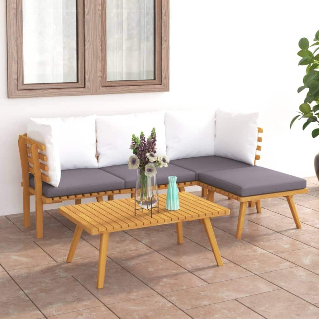 vidaXL Patio Lounge Set Outdoor Sectional Sofa Set Table Solid Wood Acacia - 23.6" x 25.6" x 25.6"
