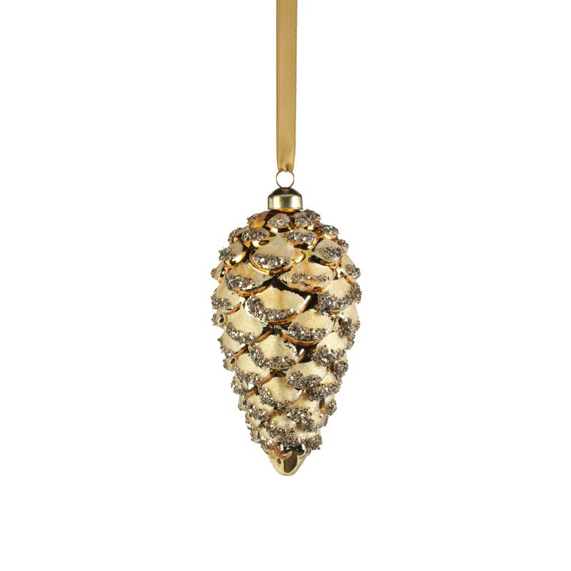Wolly Glass Pine Cone Hanging Ornaments, Set of 12 - 6"