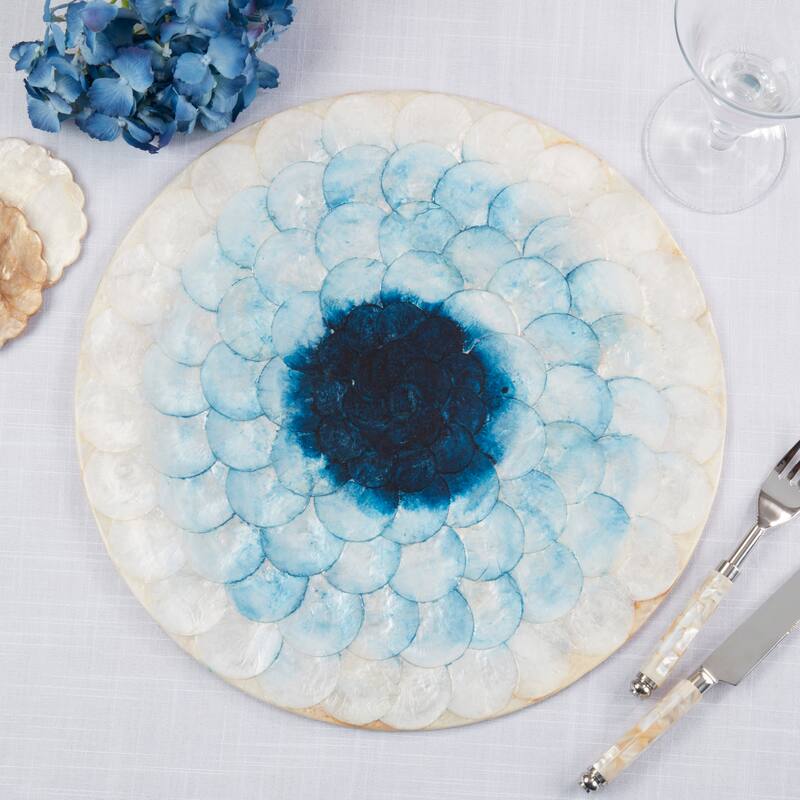 Capiz Shell Placemats (Set of 4) - Layered Shell Disc Design for Dining & Entertaining, 15"